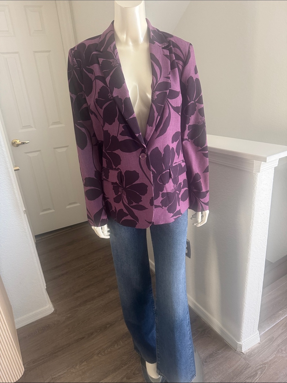 Liz Claiborne Purple and Black Floral Blazer
